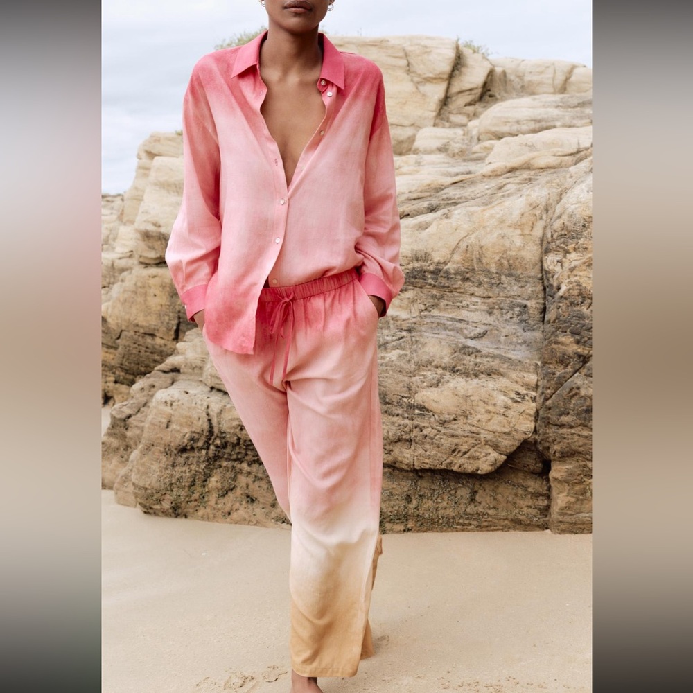 Zara tie dye pants with linen, gradient